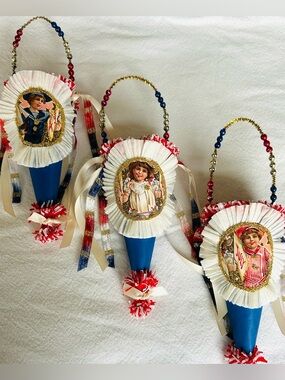 Vintage repurposed Patriotic Candy Cone Ornaments -